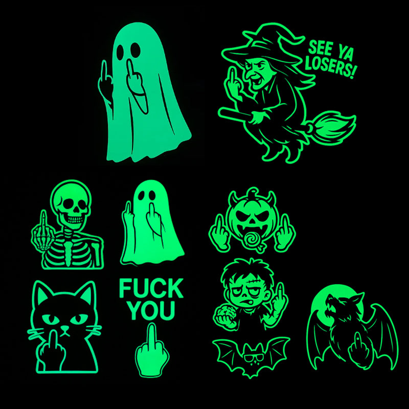 Glowing Ghost Middle Finger Sticker