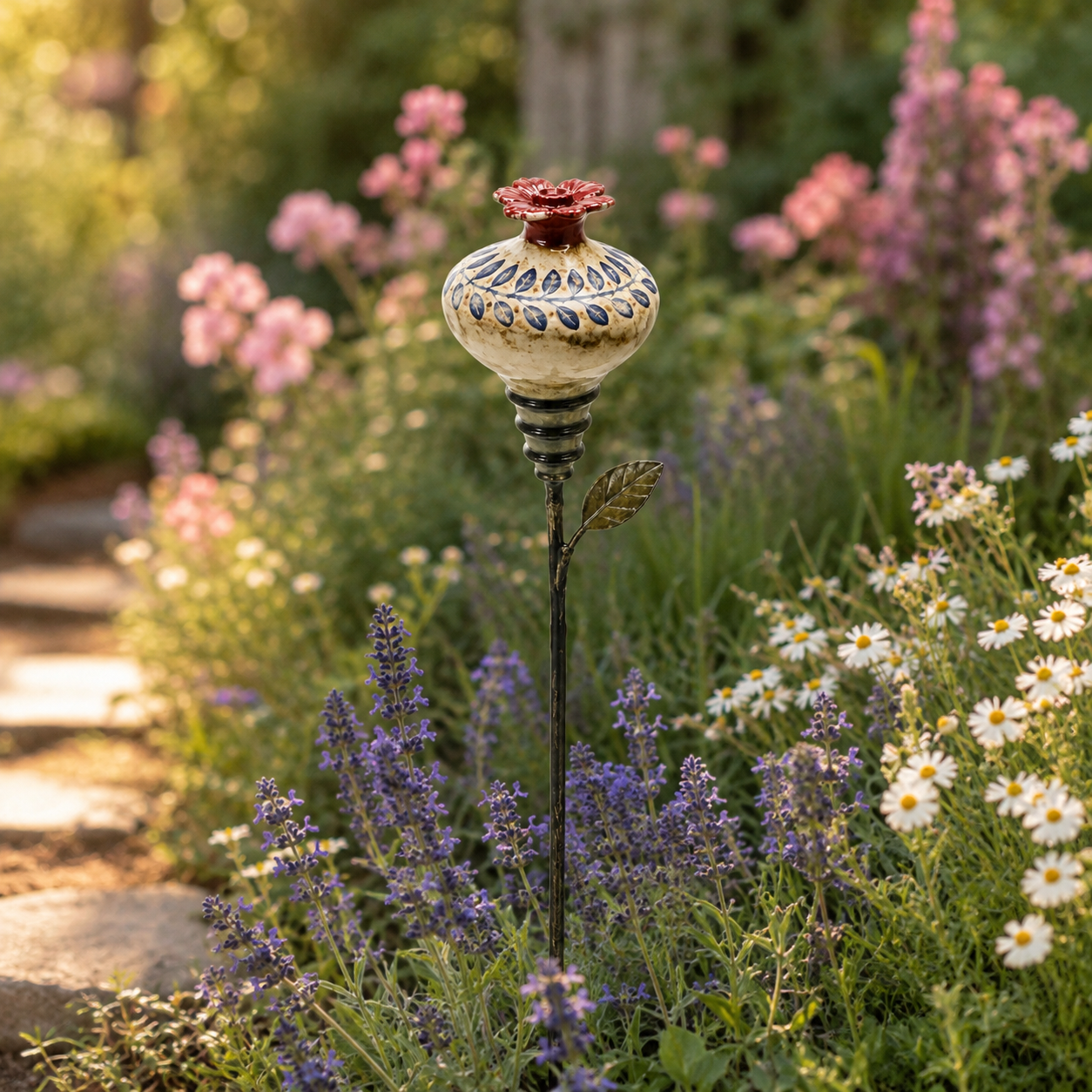 Vintage Hummingbird Garden Feeder Stake