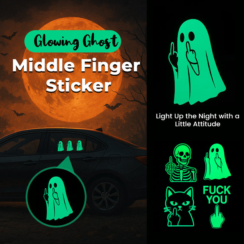 Glowing Ghost Middle Finger Sticker