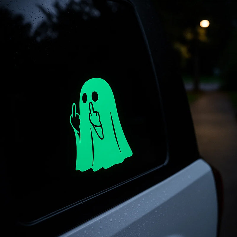 Glowing Ghost Middle Finger Sticker