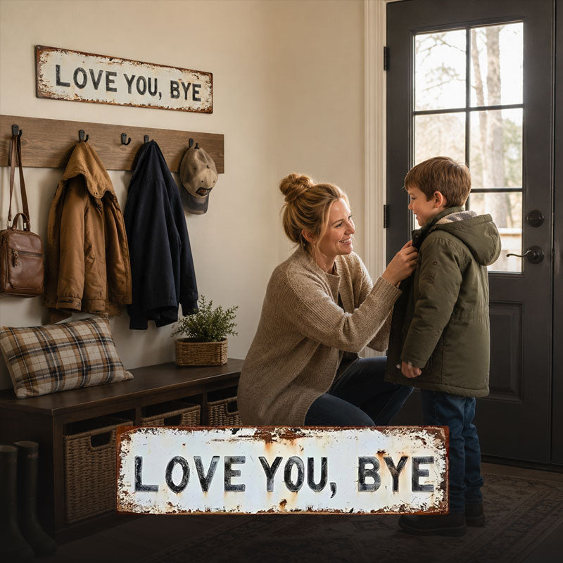 Love You, Bye Vintage Metal Wall Sign