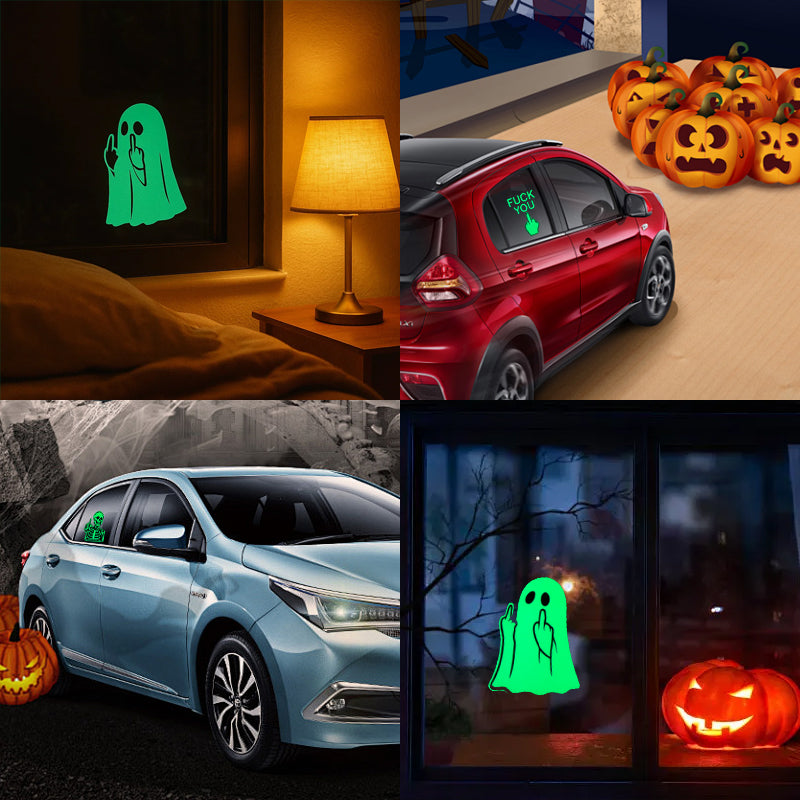 Glowing Ghost Middle Finger Sticker