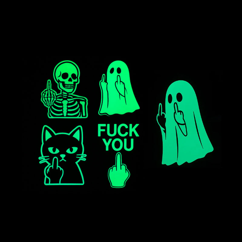 Glowing Ghost Middle Finger Sticker