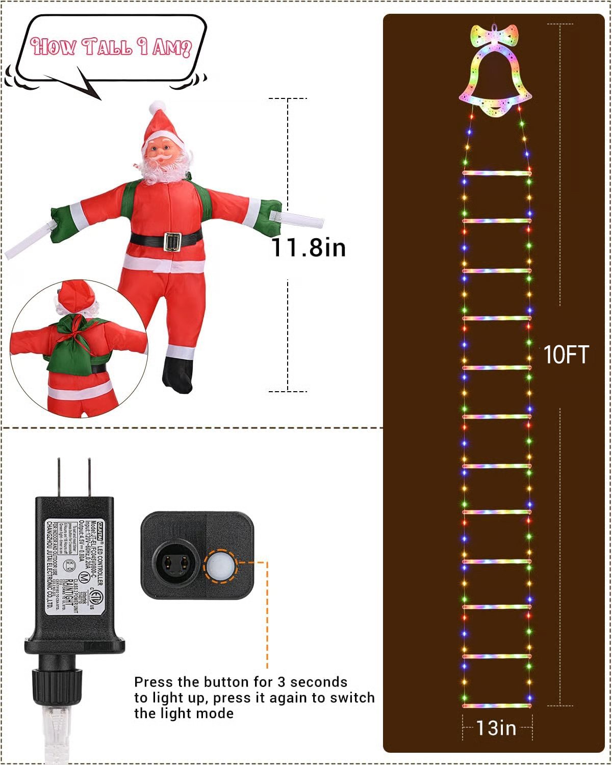 Santa’s Climbing Ladder Light