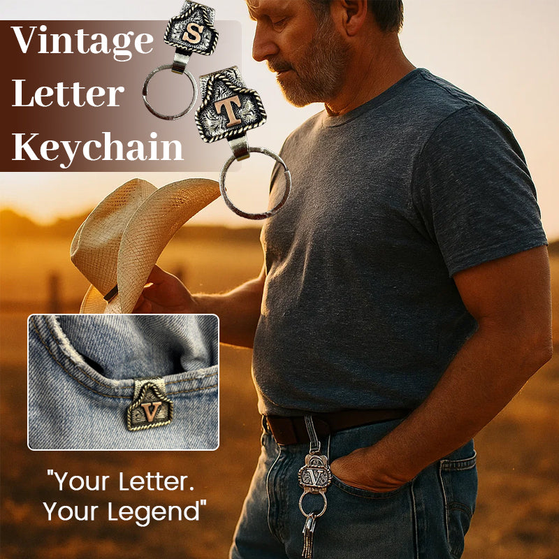 vintage letter keychain