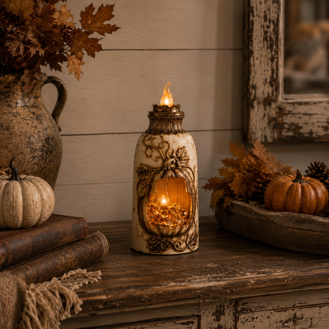 Vintage Pumpkin Glow Lantern