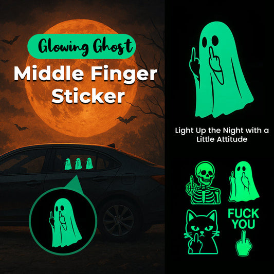 Glowing Ghost Middle Finger Sticker