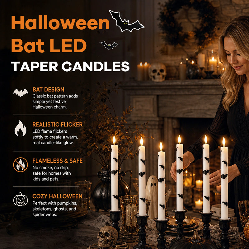 Flickering Bat Halloween LED Candles