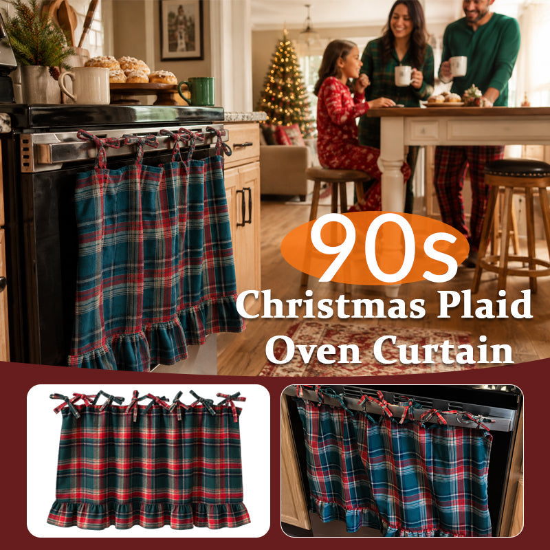 Christmas Plaid Oven Door Towel Curtain