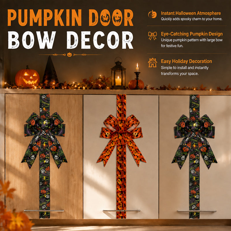 Halloween Pumpkin Bow Door Decor