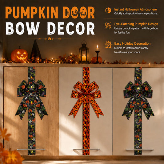 Halloween Pumpkin Bow Door Decor