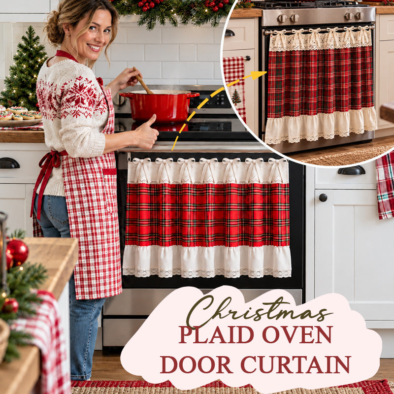 Christmas Plaid Kitchen Curtain