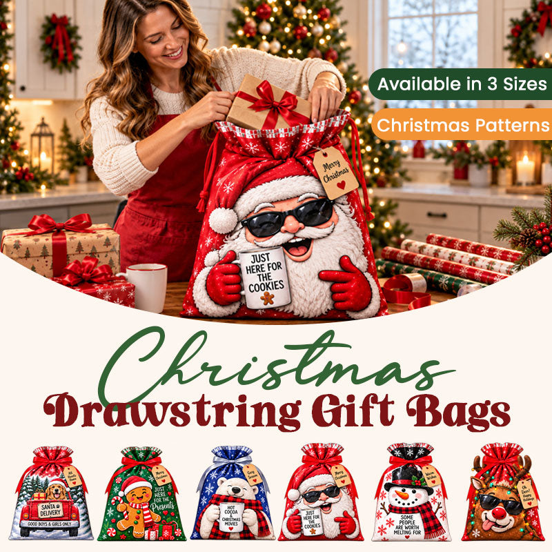 Funny Christmas Drawstring Gift Bags