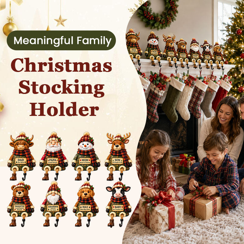 Family Christmas Stocking Holder Shelf Sitters
