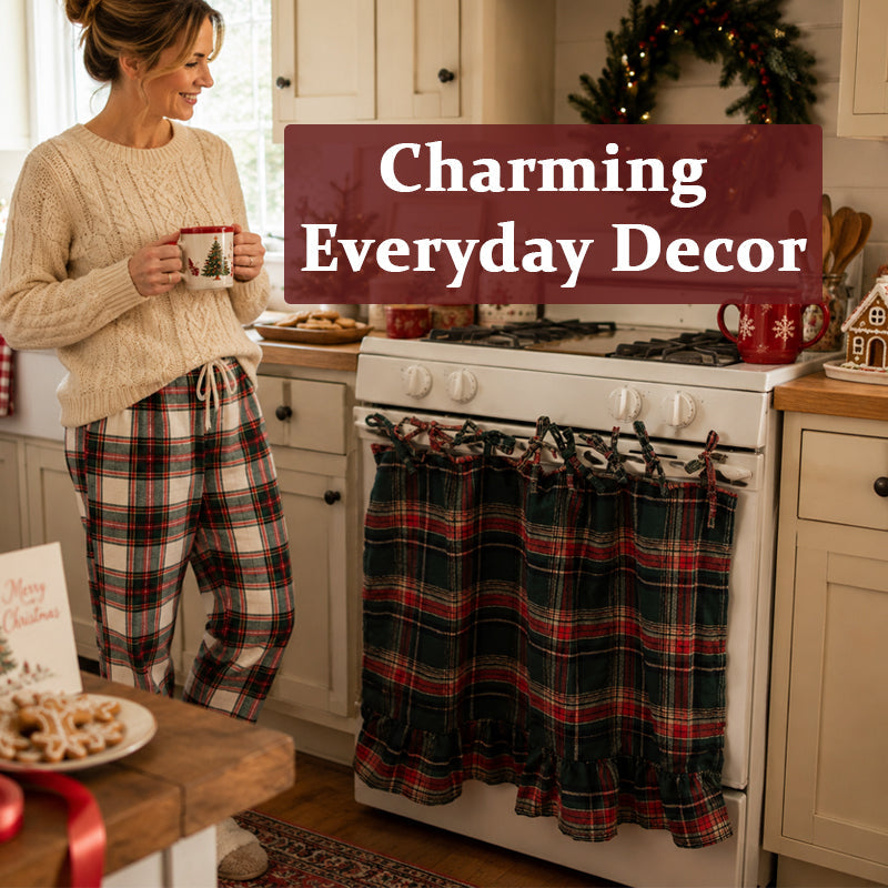 Christmas Plaid Oven Door Towel Curtain