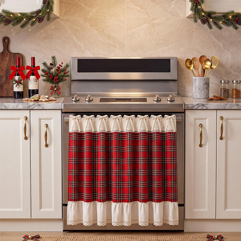 Christmas Plaid Kitchen Curtain