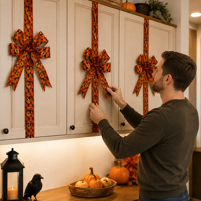 Halloween Pumpkin Bow Door Decor