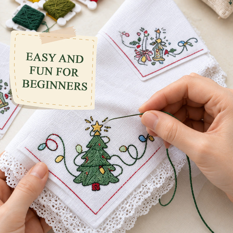 DIY Christmas Embroidery Napkin Kit