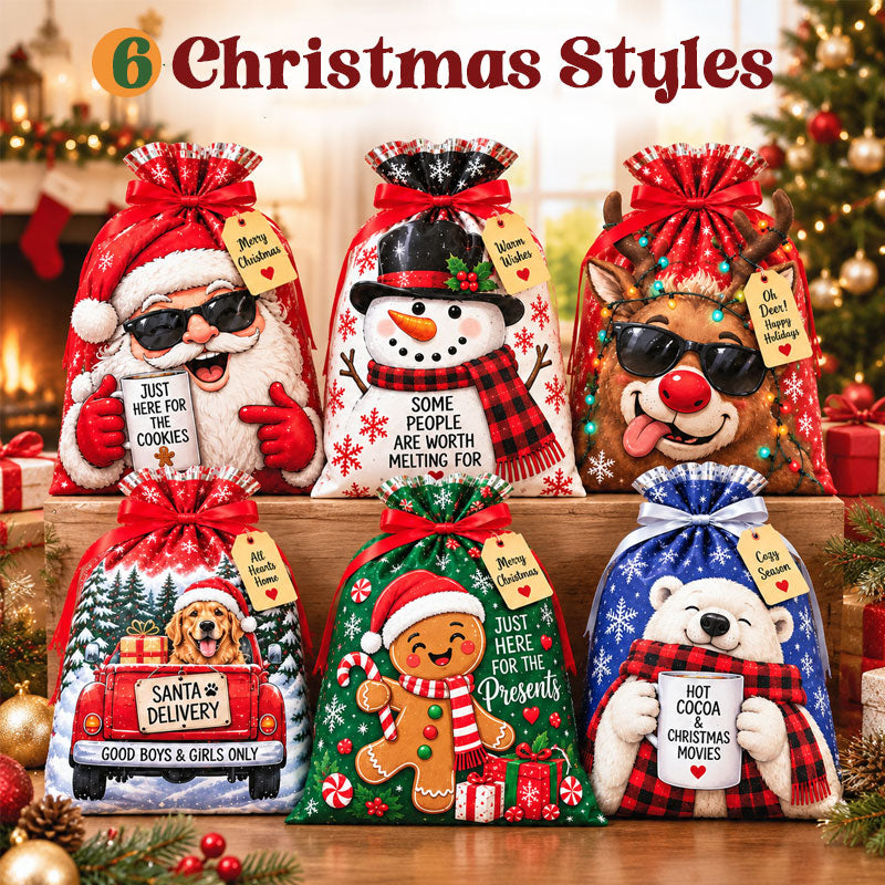 Funny Christmas Drawstring Gift Bags
