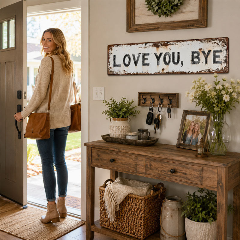 Love You, Bye Vintage Metal Wall Sign