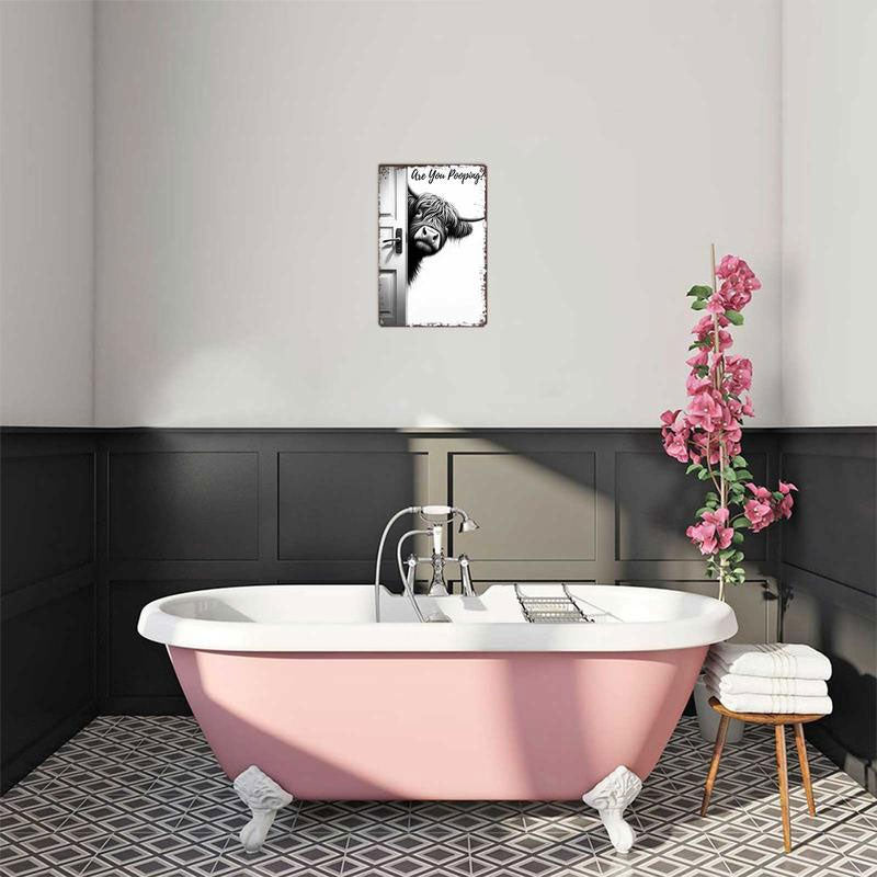 Highland Cow Bathroom Sign