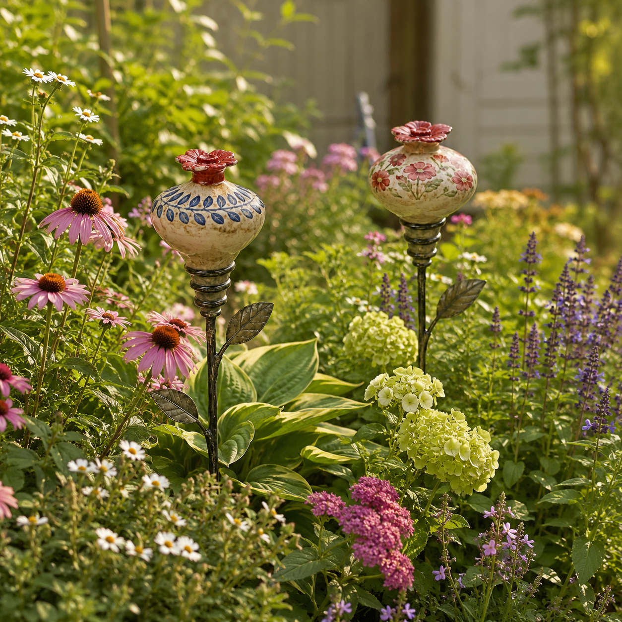 Vintage Hummingbird Garden Feeder Stake