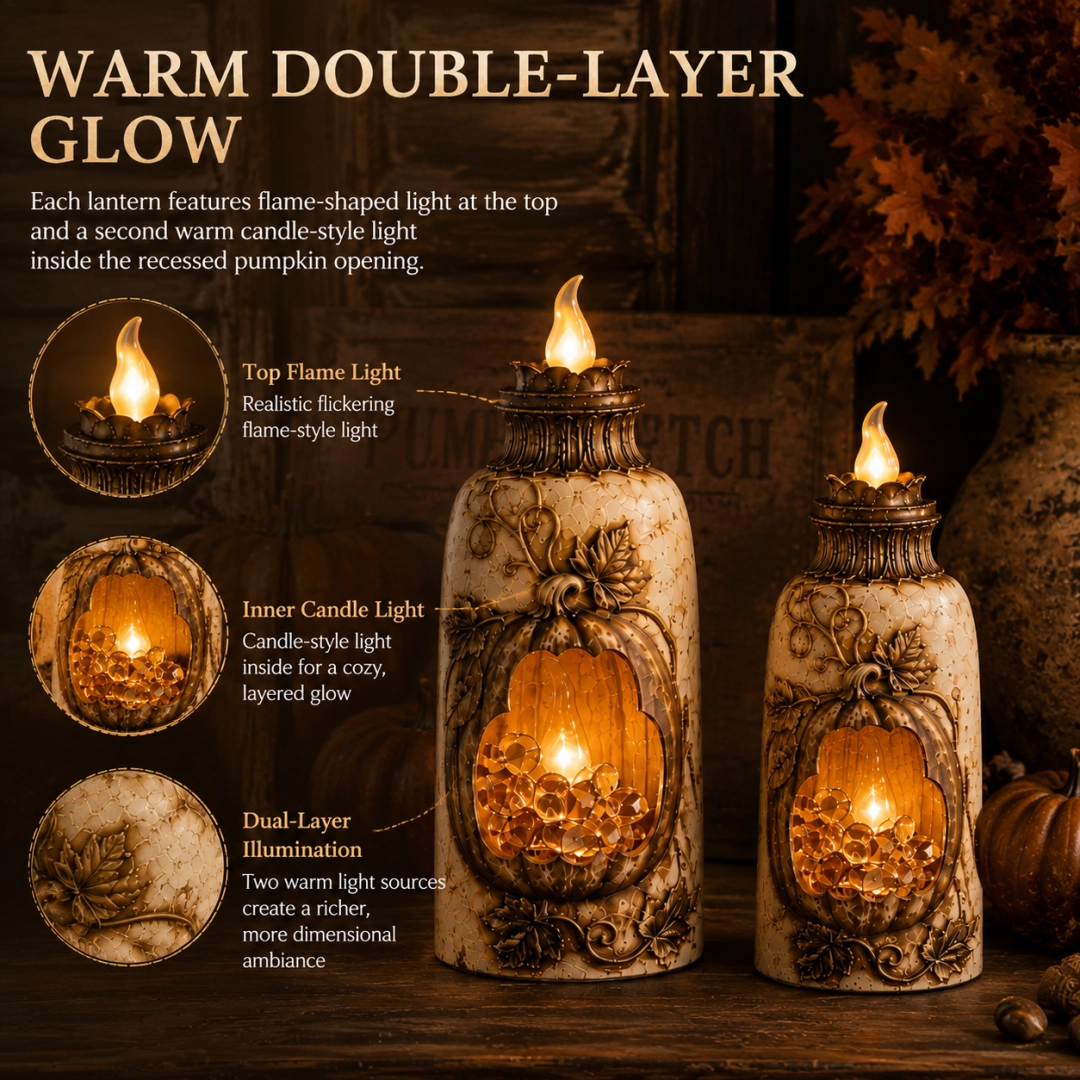 Vintage Pumpkin Glow Lantern