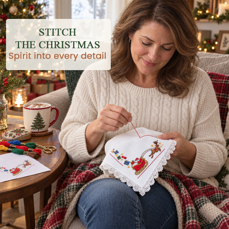 DIY Christmas Embroidery Napkin Kit