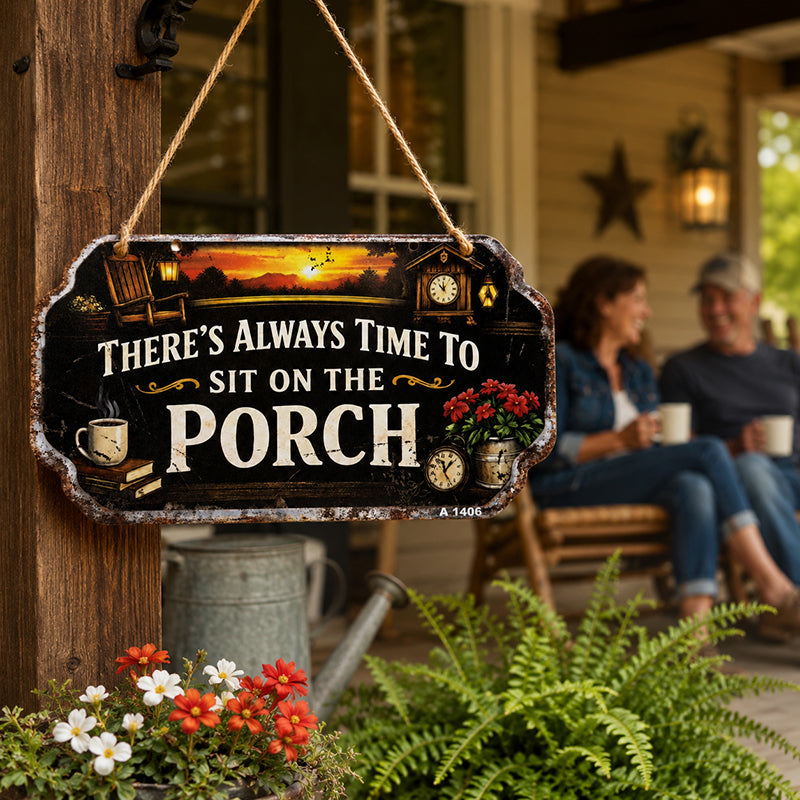 “There’s Always Time To Sit On The Porch” Vintage Metal Wall Sign