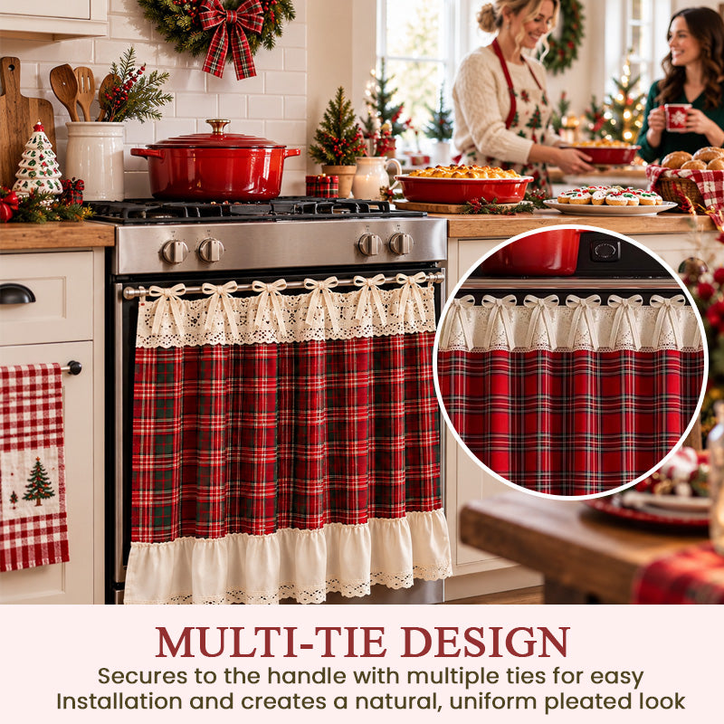 Christmas Plaid Kitchen Curtain