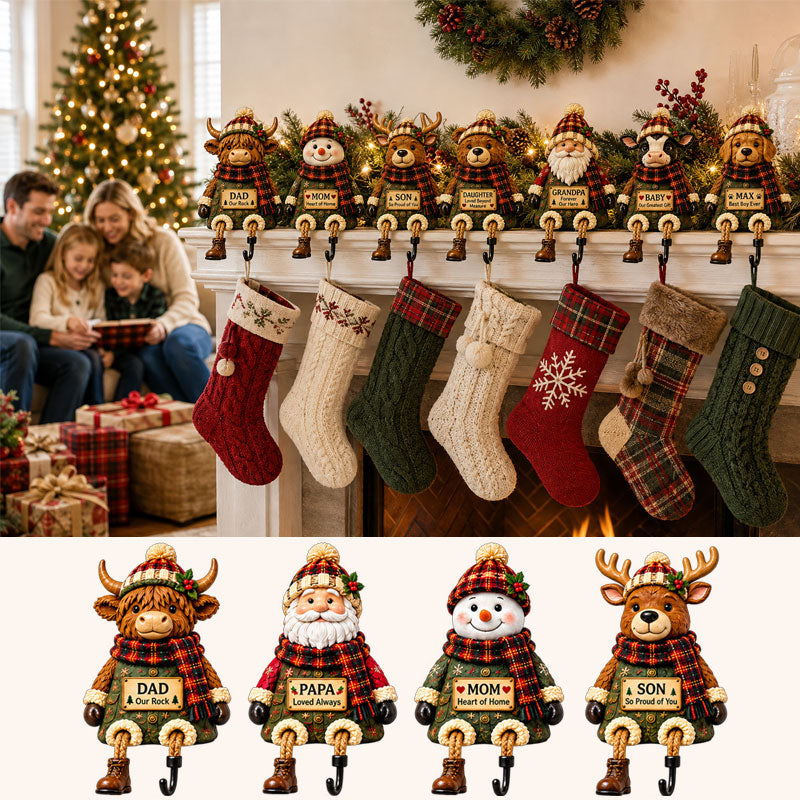 Family Christmas Stocking Holder Shelf Sitters