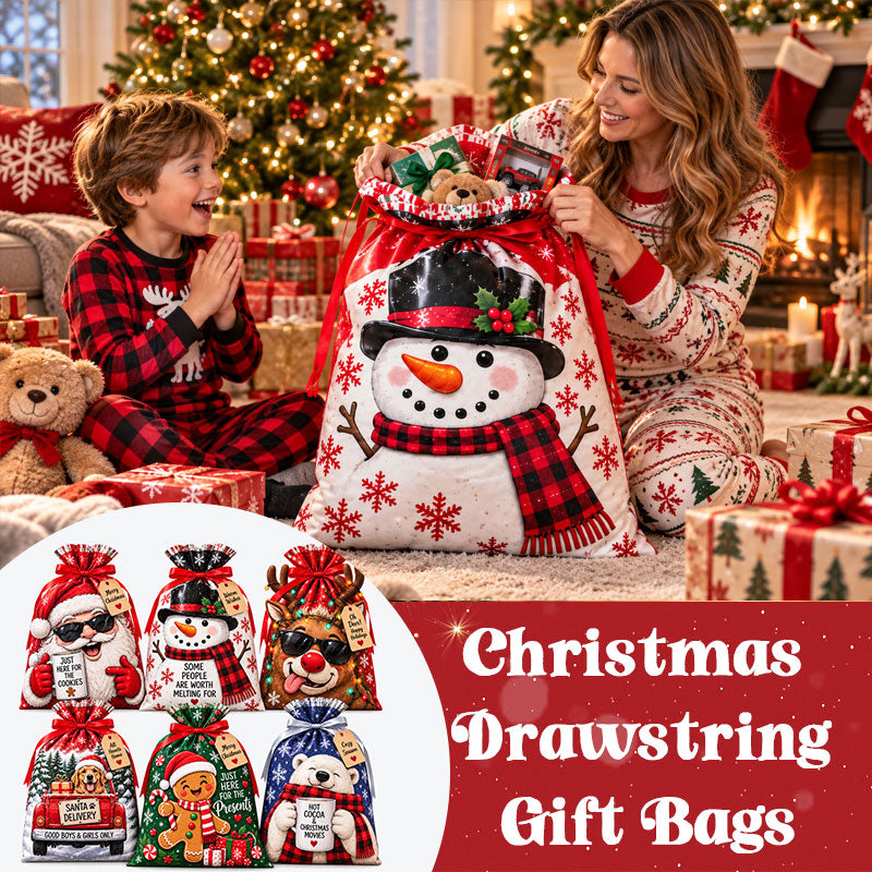 Funny Christmas Drawstring Gift Bags