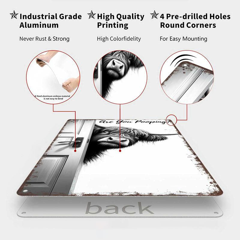 Highland Cow Bathroom Sign