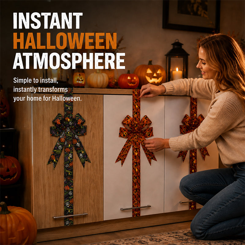 Halloween Pumpkin Bow Door Decor