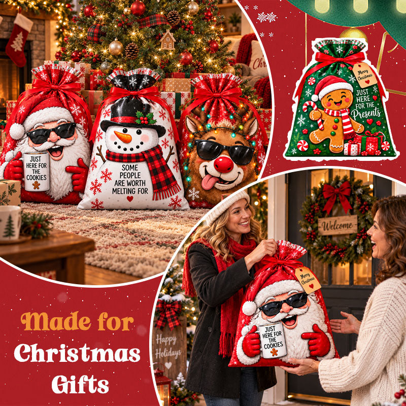 Funny Christmas Drawstring Gift Bags