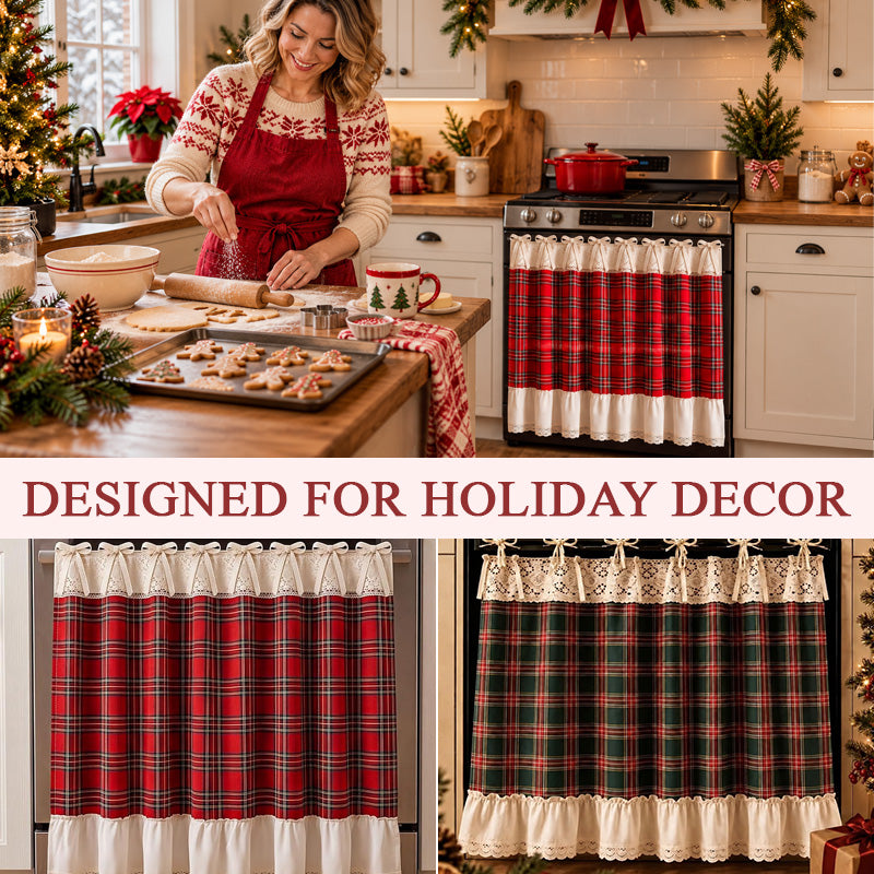 Christmas Plaid Kitchen Curtain