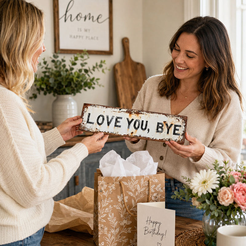 Love You, Bye Vintage Metal Wall Sign
