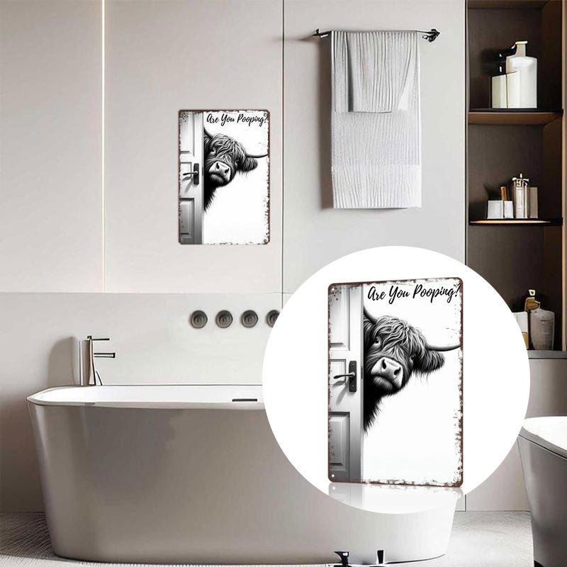 Highland Cow Bathroom Sign
