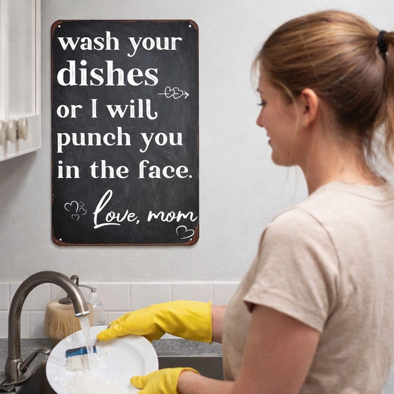 Wash Your Dishes — Or Else Sign
