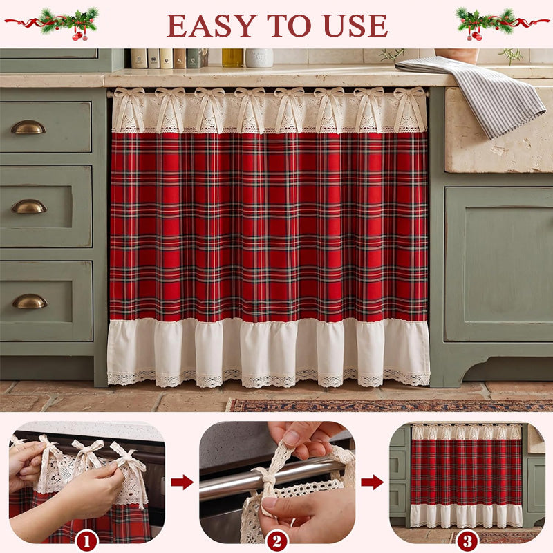 Christmas Plaid Kitchen Curtain