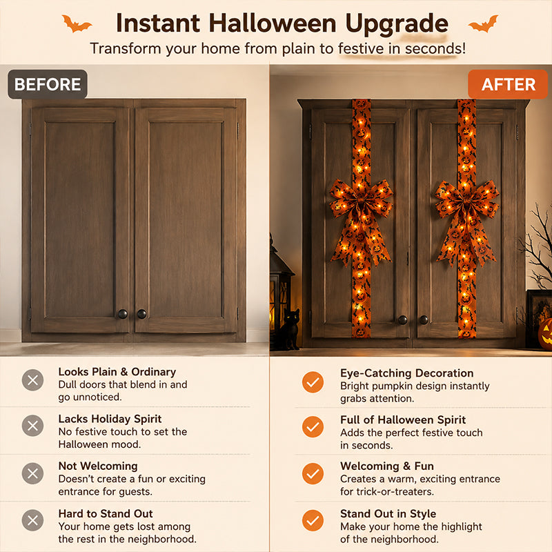 Halloween Pumpkin Bow Door Decor