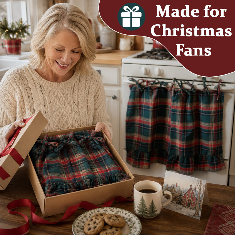 Christmas Plaid Oven Door Towel Curtain