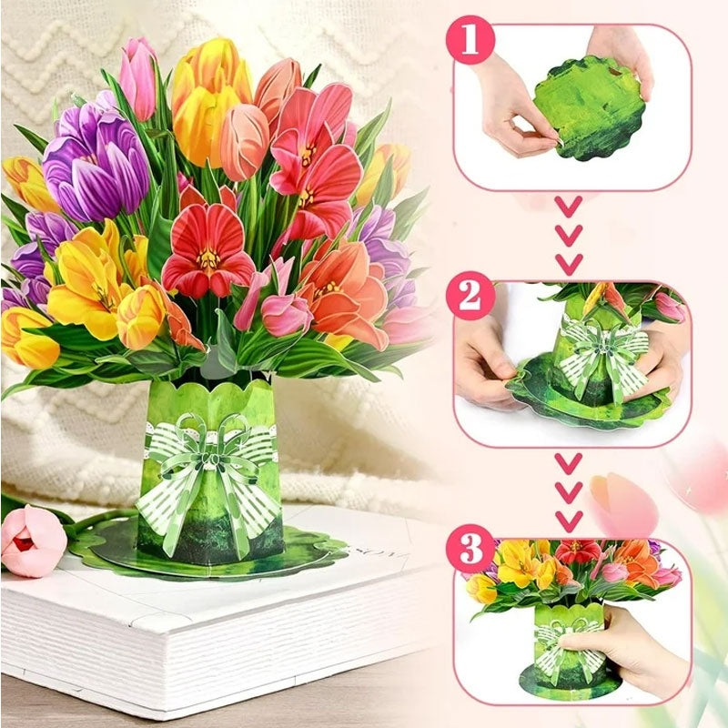 3D Pop-Up Mother’s Day Flower Bouquet Card
