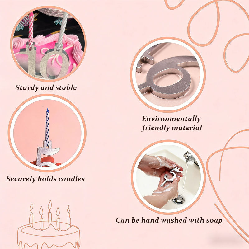 Reusable Number Birthday Candle Holder Set