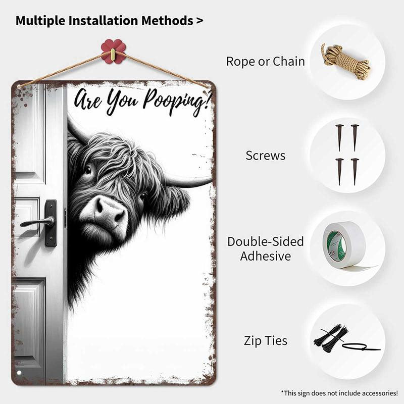 Highland Cow Bathroom Sign