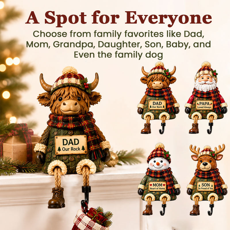 Family Christmas Stocking Holder Shelf Sitters