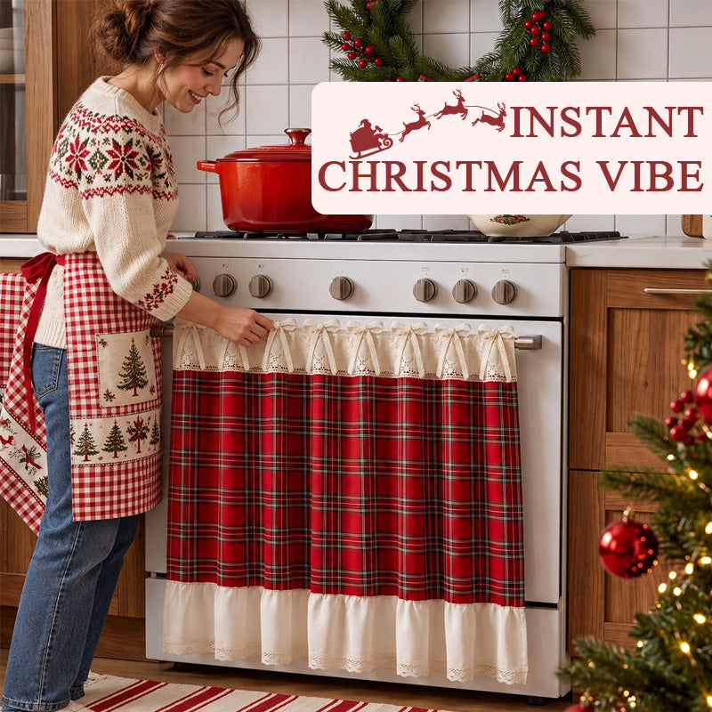 Christmas Plaid Kitchen Curtain