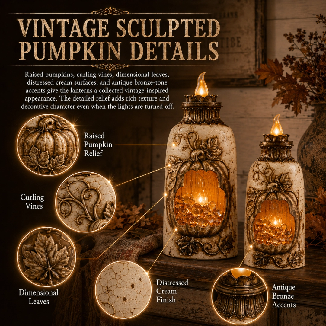 Vintage Pumpkin Glow Lantern