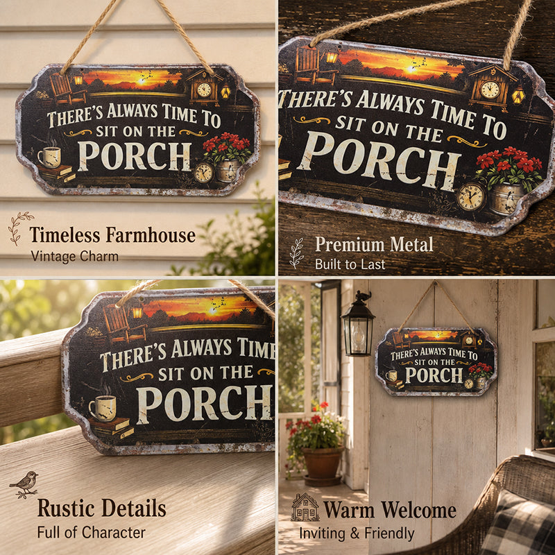 “There’s Always Time To Sit On The Porch” Vintage Metal Wall Sign