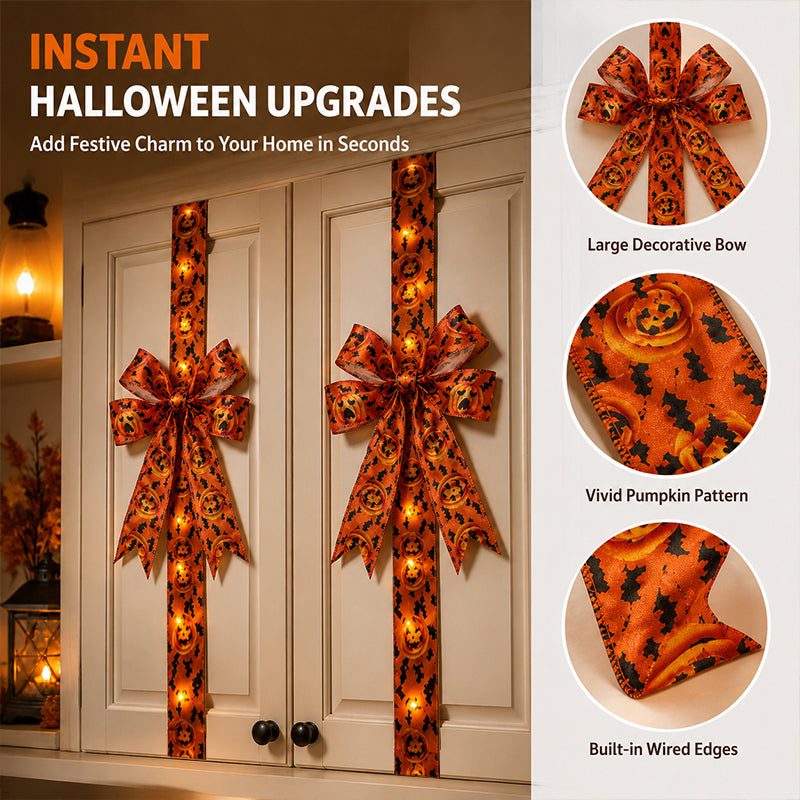 Halloween Pumpkin Bow Door Decor